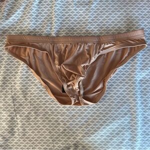 N2N Bodywear Brushed Poly Stretch Nude Tan Pouch Briefs Size Large NWT
